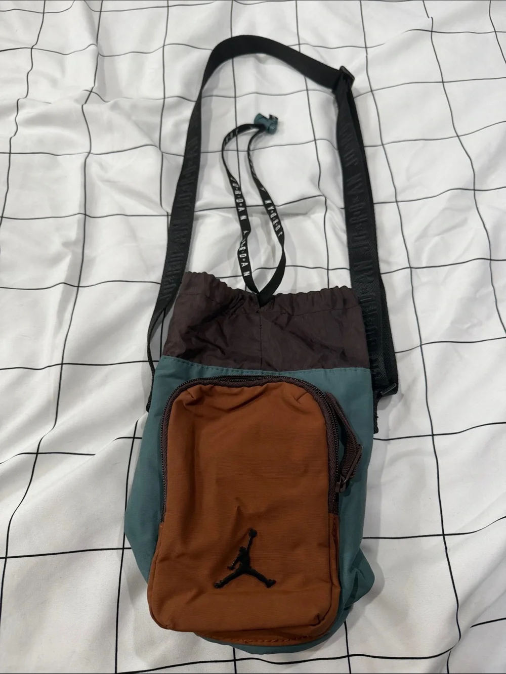 Jordan Small Crossbody Bag in Brown, Teal and Black